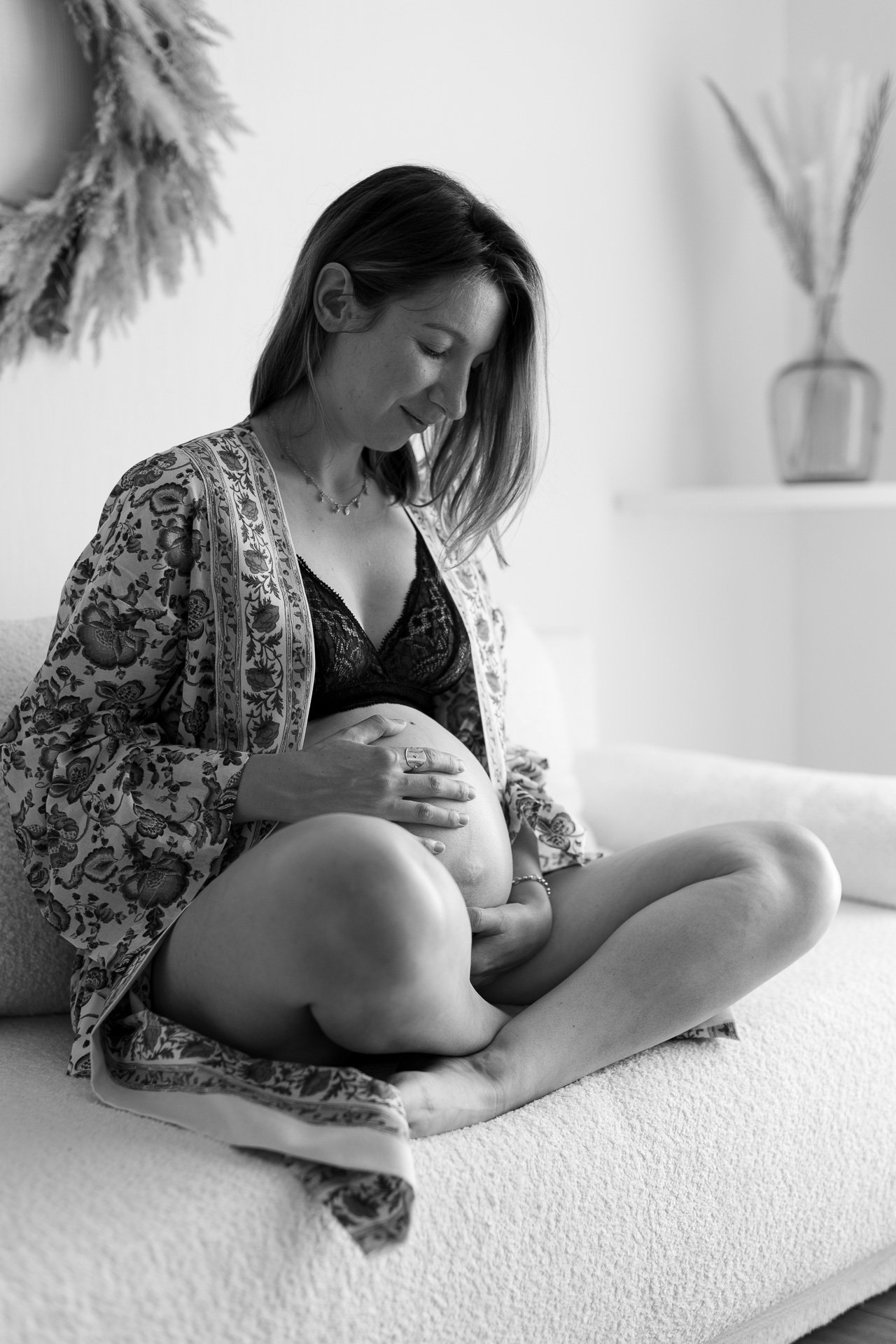 Femme enceinte home studio